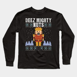 Deez Mighty Nuts Nutcracker Christmas Funny Retro Long Sleeve T-Shirt